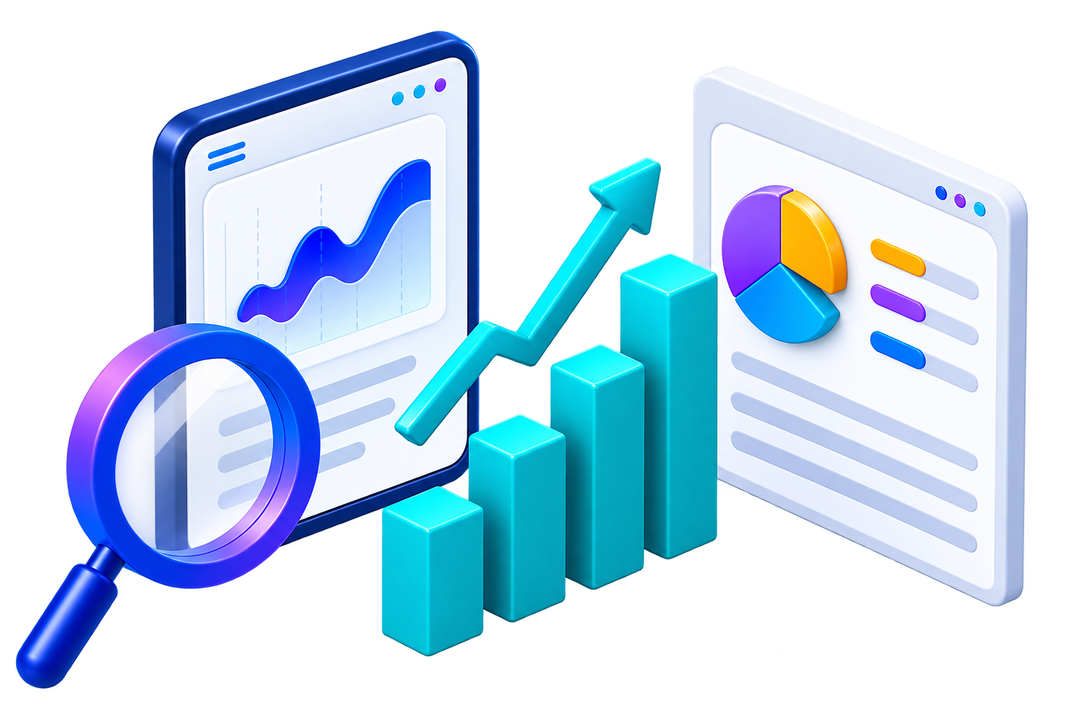 SEOConnectHub waitlist growth illustration with search analytics and rising chart